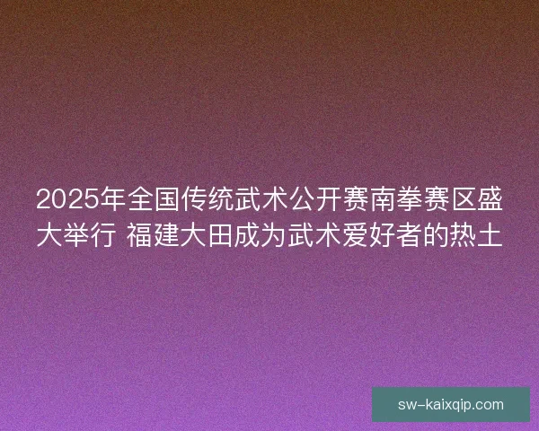 2025年全国传统武术公开赛南拳赛区盛大举行 福建大田成为武术爱好者的热土